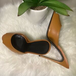 Open Toe  Leather Stiletto Mule Heels